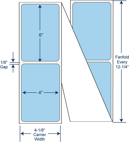 4" x 6" Pastel Blue Fanfold Thermal Transfer Labels – PMS 290 – SKU 640344