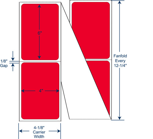 4 x 6 Red Fanfold Thermal Transfer Labels 640377