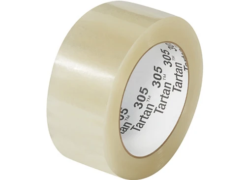 3M Tartan 305 clear carton sealing tape, 2 inches wide by 110 yards per roll, 1.8 mil polypropylene film with acrylic adhesive, case of 36 rolls, SKU T902305