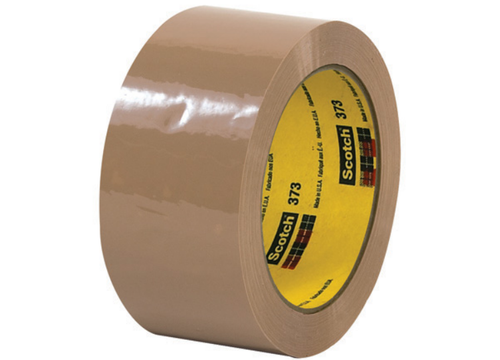 3M Scotch 373 tan carton sealing tape, 2 inches wide by 55 yards long, 2.5 mil thick, 36 rolls per case, T901373T