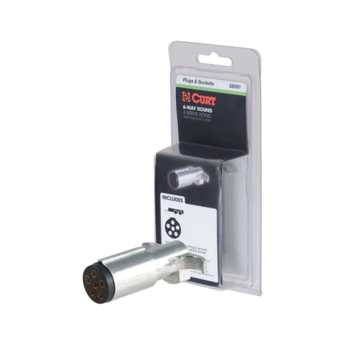 Curt 58081 6-way round trailer wiring connector plug