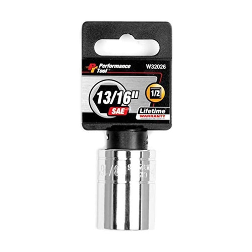 Performance Tool 1/2" Drive 13/16" SAE Chrome Socket | W32026