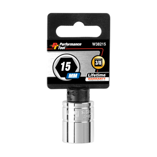 Performance Tool 3/8″ Drive 15mm 6‑Point Chrome Socket (W38215)