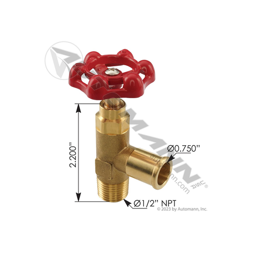 Automann Shutoff Valve 3/4in Hose x 1/2in NPT (177.42212D)