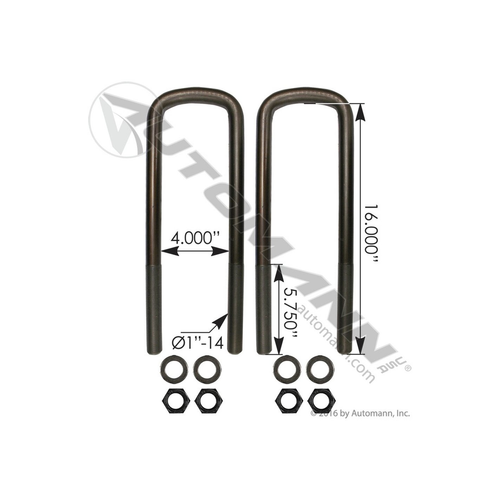 Automann U Bolt Kit Semi RND 1in X 4in X 16in (AUBK8374-16)