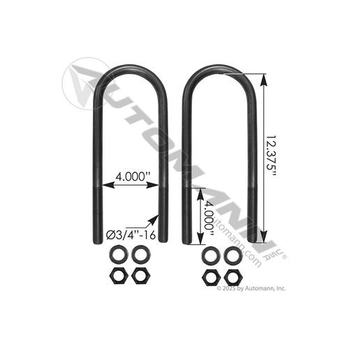 Automann U Bolt Kit RND 3/4in X 4in X 12-3/8in (AUBK8154-123)