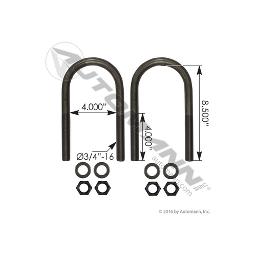 Automann U Bolt Kit 3/4 X 4 X 8in Freightliner (AUBK8154-083)