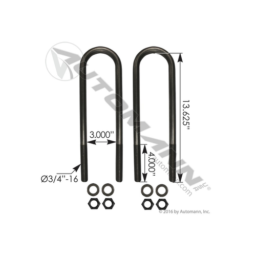 Automann U Bolt Kit 3/4in X 3in X 13-5/8in (AUBK8151-134)