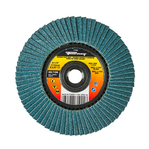 Forney Double-Sided Flap Disc – 4-1/2", 60/120 Grit Combo (71924)