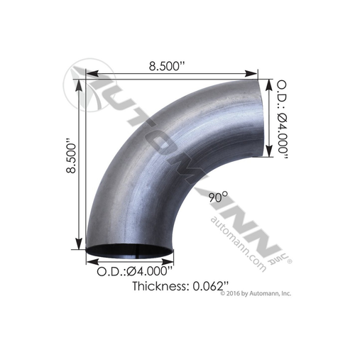 Automann Exhaust Elbow 90° 4in OD-OD (562.U4490S8A) Automann Exhaust Elbow 90° 4in OD-OD (562.U4490S8A)