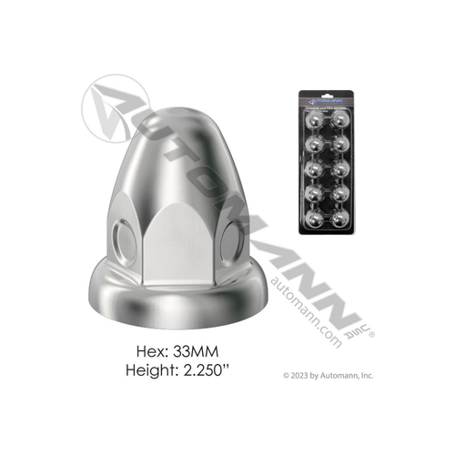 Automann Lug Nut Cover Bulk 10PK Chrome Steel (562.A4002C-BP10)