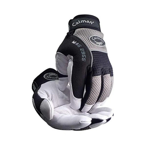 Caiman Goat Grain Leather Mechanic Gloves with AirMesh Back, Medium (2955M)