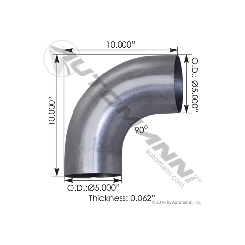 Automann Exhaust Elbow 90° 5in OD-OD (562U4590S10A)