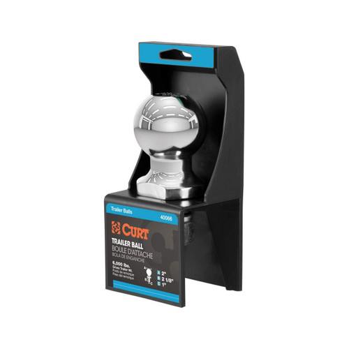 CURT 2" Chrome Trailer Hitch Ball — Durable, Polished Tow Ball for Heavy-Duty Towing (40066)