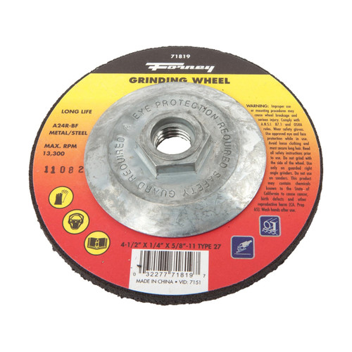 Forney 71819 grinding wheel metal type 27 4.5 inch