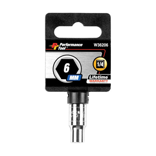 Performance Tool 1/4" Drive 6mm Metric Chrome Socket | W36206