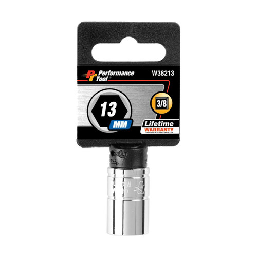 Performance Tool 3/8" Drive 6-Point Chrome Socket, 13mm | W38213