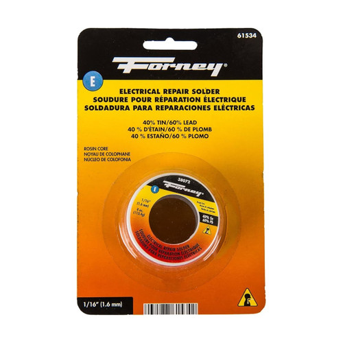 Forney Solder, Electrical Repair, Rosin Core, 1/16 in, 4 Ounce (61534)