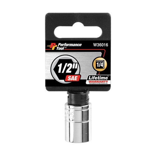 Performance Tool 1/4″ Drive 1/2″ SAE Chrome Socket (W36016)