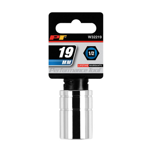 Performance Tool 1/2 inch drive 19mm chrome socket W32219