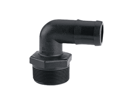 Banjo Hose Barb Elbow, 1″ MNPT x 1″ Hose Barb 90° (HB100-90)