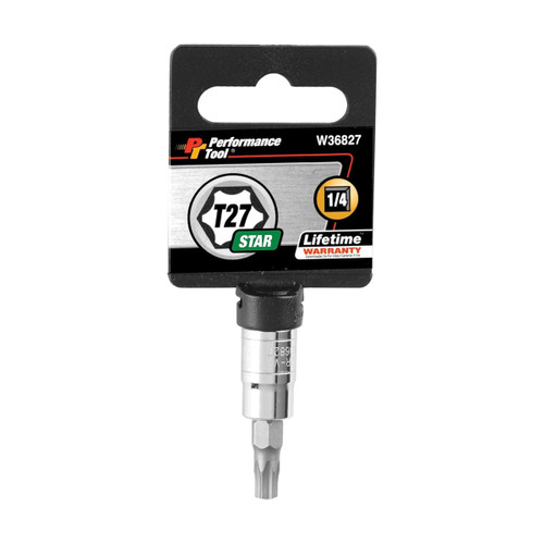 Performance Tool 1/4" Drive T-27 Star Bit Socket | W36827