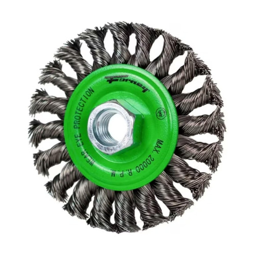 Forney Wire Wheel, Knotted, 4 in x .020 in x 5/8 in-11 Arbor (72759)