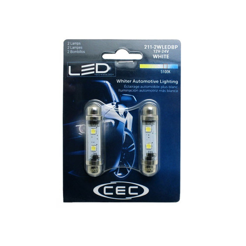 CEC Industries 211-2WLEDBP LED Miniature Lamp T3-1/4 Super White 10-30V (Qty: 2)