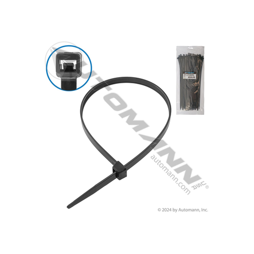 Automann 14in black nylon zip ties 577.14120UV