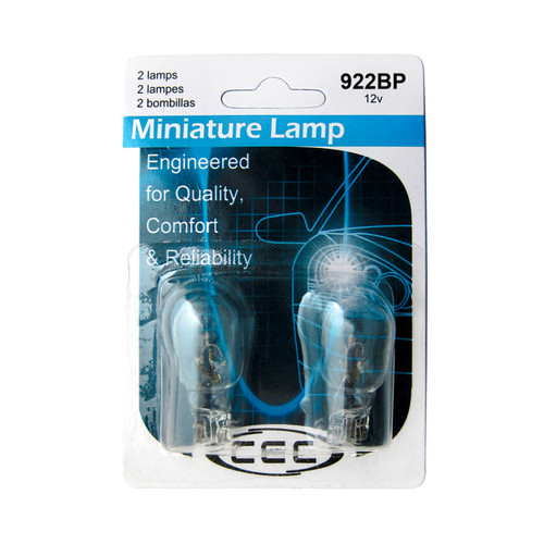 CEC Industries Miniature Lamp T5 Wedge 12.8 V 0.98 A 15 CP Bulb Qty: 2 (922BP)