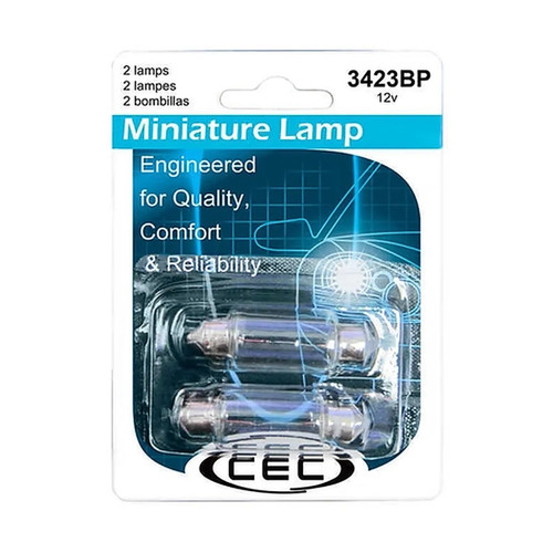 CEC Industries 3423BP Miniature Lamp T-4 Festoon 12V 5W (Qty: 2)