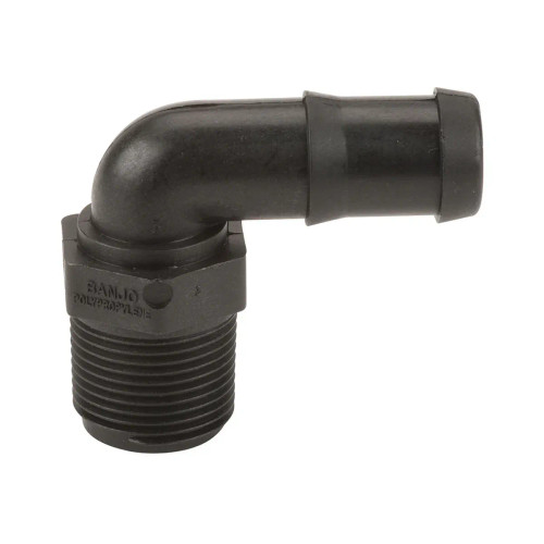 Banjo 90° Hose Barb Adapter, ¾″ MNPT x ¾″ Hose Barb (HB075-90)