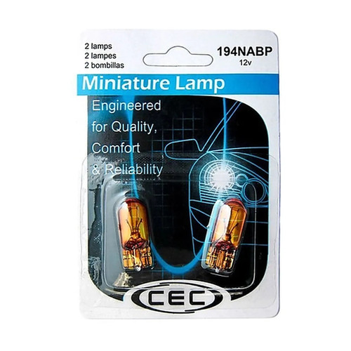 CEC Industries 194NABP Miniature Lamp T3 1/4 Wedge 14V Natural Amber (Qty: 2)