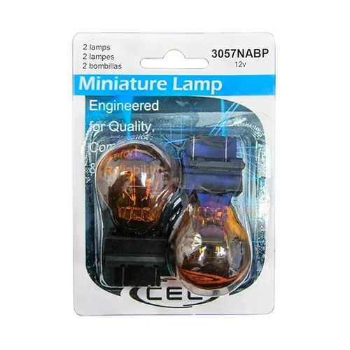 CEC Industries Miniature Lamp S‑8 Dual Filament Wedge 12.8/14 V 2.10/0.48 A 24/1.6 CP Natural Amber Bulb Qty: 2 (3057NABP)