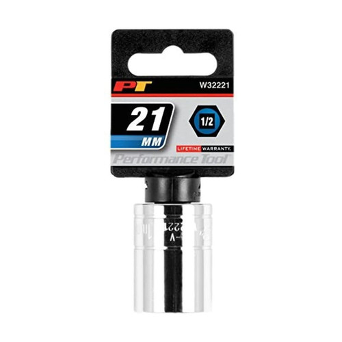Performance Tool 1/2" Drive 21mm Metric Chrome Socket | W32221