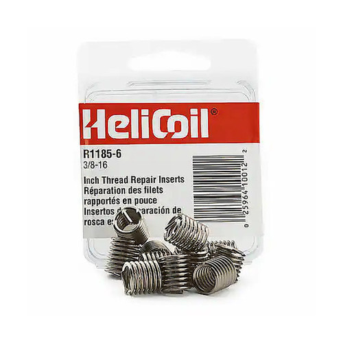 Helicoil 3/8"-16 NC Replacement Inserts, 12-Pack (R1185-6)