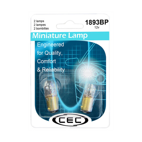 CEC Industries Miniature Lamp T3 1/4 M Bay 14 V 0.33 A Bulb Qty: 2 (1893BP)