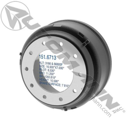 Automann brake drum 16.5 x 7 inch 151.6713