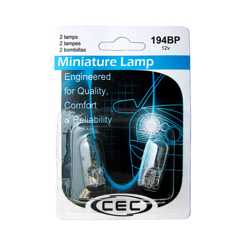 CEC Industries Miniature Lamp T3 1/4 Wedge 14 V 0.27 A Bulb Qty: 2 (194BP)