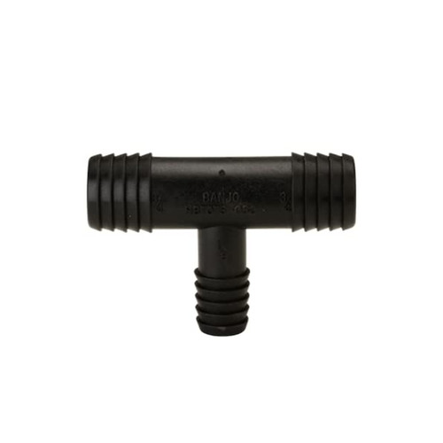 Banjo Hose Barb Tee, ¾″ x ¾″ x ½″ Polypropylene (HBT075-050)