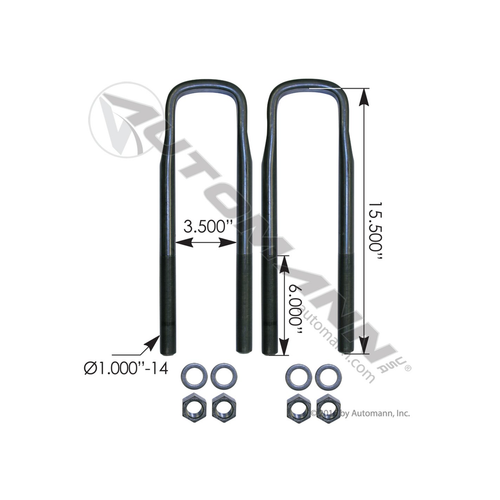 Automann U Bolt Kit 1 X 3-1/2 X 15-1/2 Peterbilt (AUBK8673-154)