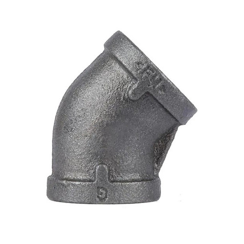 3/8″ 45° Elbow, Black Malleable Iron (38‑45EL)