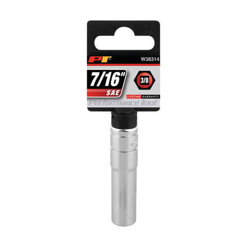 Performance Tool W38314 3/8" Drive 7/16" 6-Point SAE Deep Socket