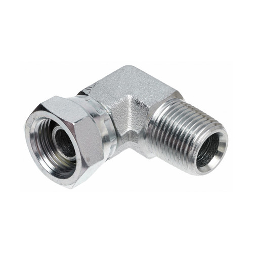 Gates Hydraulic Hose Adapter, Male Pipe NPTF to Female Pipe Swivel NPSM 90° (4MP-4FPX90) Gates Hydraulic Hose Adapter, Male Pipe NPTF to Female Pipe Swivel NPSM 90° (4MP-4FPX90)