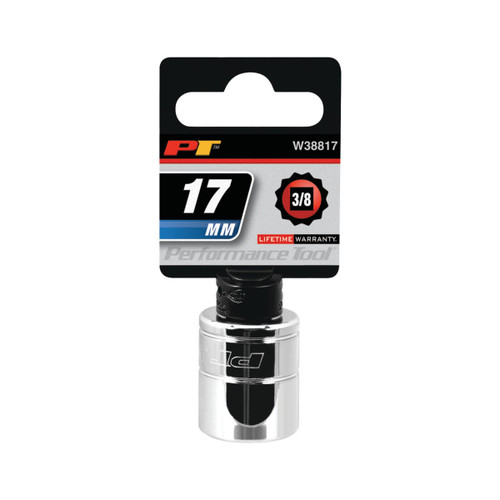Performance Tool 3/8″ Drive 17mm 6‑Point Deep Chrome Vanadium Socket (W38817)