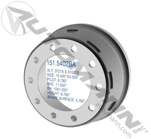 Automann Brake Drum 15" x 4" (151.5402BA)