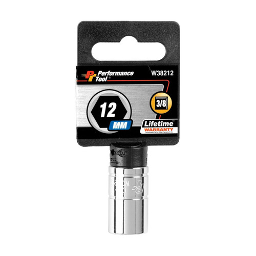 Performance Tool 3/8" Drive 12mm 6‑Point Chrome Socket (W38212)