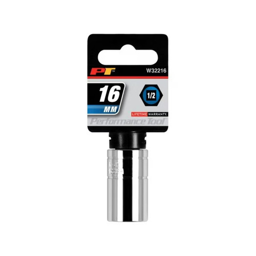 Performance Tool W32216 chrome socket 1/2 drive 16mm