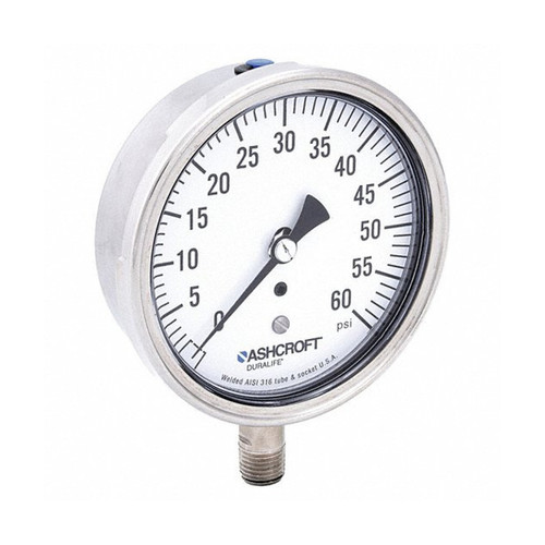 Ashcroft 2" Dry Pressure Gauge, 0–60 PSI, 1/4" NPT | 28501444