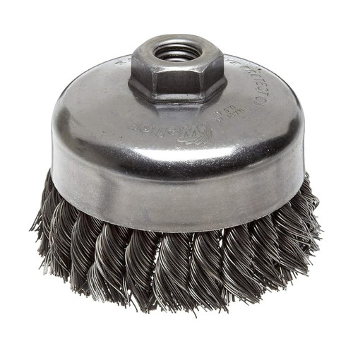 Weiler 12316 4" Knot Wire Cup Brush, Single Row, .023" Steel Fill, 5/8"-11 Nut (12316)